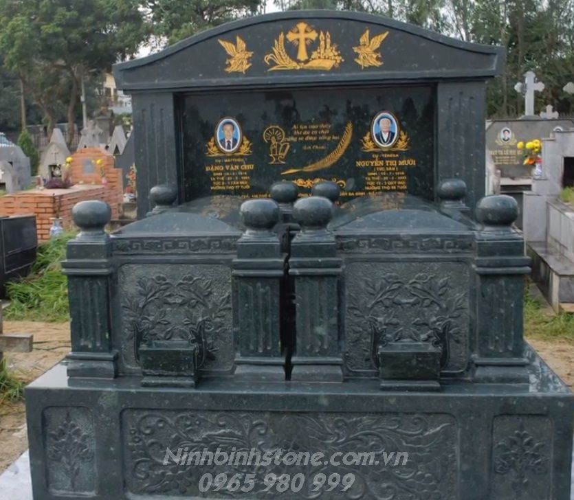 Mẫu mộ đôi đá xanh đẹp