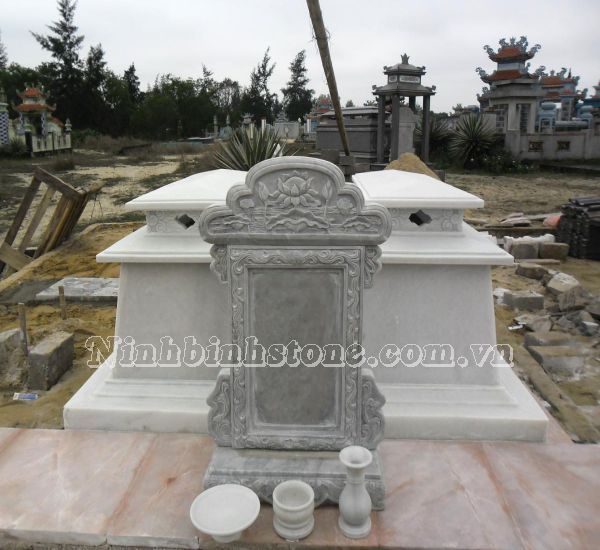 mộ đôi đá cẩm thạch trắng 1