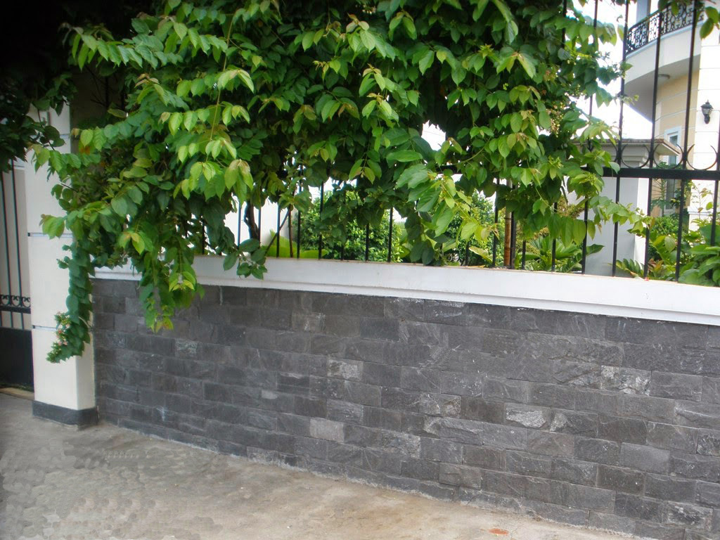 Đá tẩy xanh đen ốp tường rào