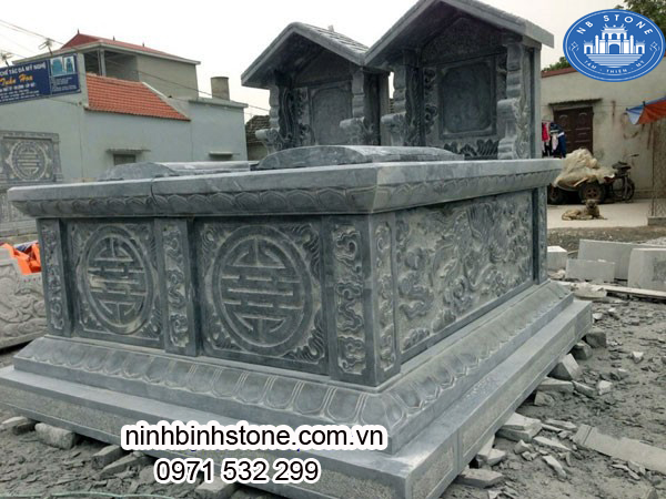 Mộ đá đôi chạm chữ Thọ NBS-MDD16