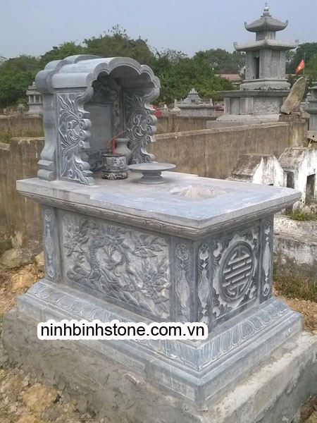 Mộ đá một mái khắc chữ thọ đẹp MMĐ-06