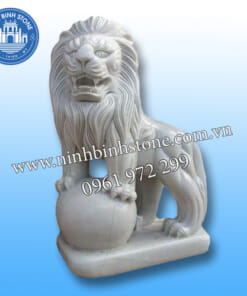 Tượng sư tử đá đẹp - Sư tử bằng đá nguyên khối NBS-STĐ 202