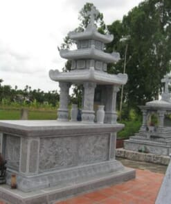 Mộ đá ba mái  cột chạm rồng NBS-MCM205