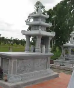 Mộ đá ba mái  cột chạm rồng NBS-MCM205