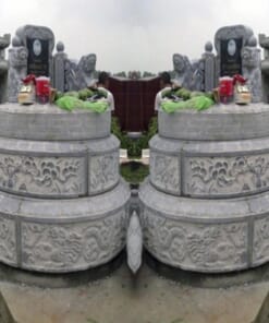 Mộ đá tròn khắc hoa đẹp NBS-MĐT205