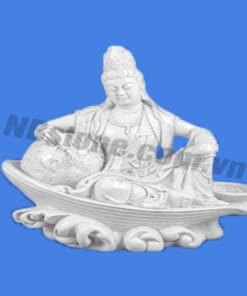 Tượng quan âm NBS-TQA203 - Tượng phật quan âm bằng đá trắng nguyên khối