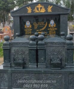 Mẫu mộ đôi đá xanh đẹp NBS-MĐĐ209