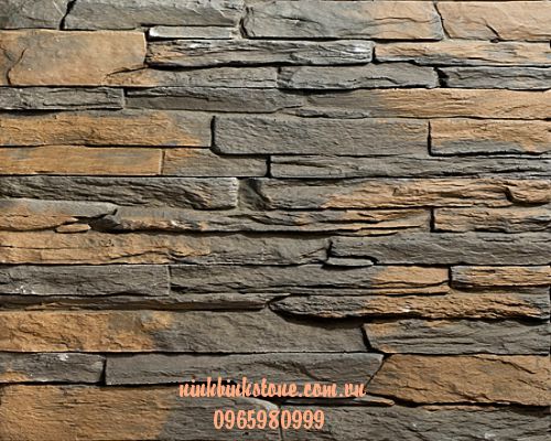 Đá chẻ xám nâu - Mẫu ốp đá mặt tiền nhà ống