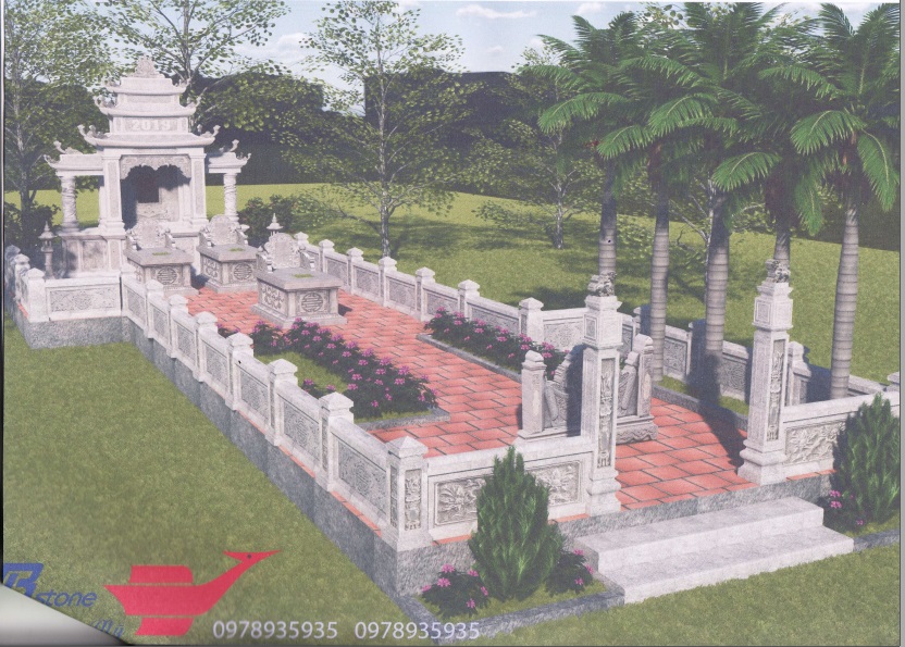 Bản vẽ khu lăng mộ được phối cảnh 3D