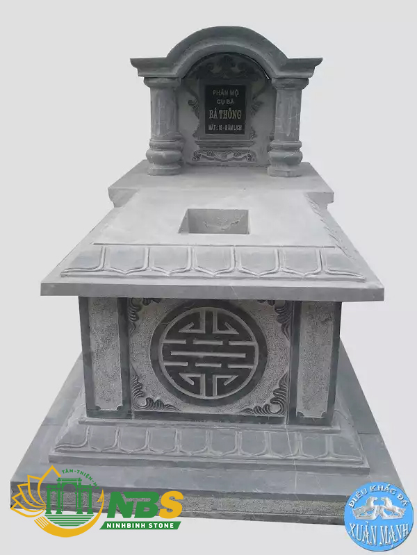 Hướng dẫn cách làm hòn non bộ chi tiết, đơn giản nhất 62 10. Mẫu mộ đá được thiết kế hoa văn đơn giản theo văn hóa phương đông của Ninh Bình Stone