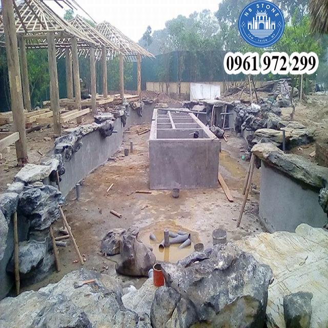 ninh binh stone thi cong ho ca koi bang da tai vincom long bien 4