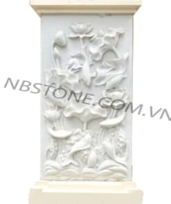 Phù điêu đá chạm hoa sen - Tranh phù điêu đá NBS-PDD209
