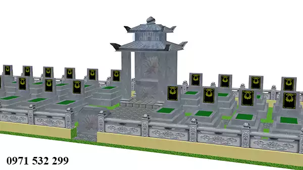 Bản vẽ thiết kế xây dựng lăng mộ gia đình đẹp - Khu lăng mộ đá đẹp