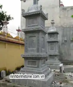 Mẫu mộ đá hình tháp khắc hoa sen NBS-MT205