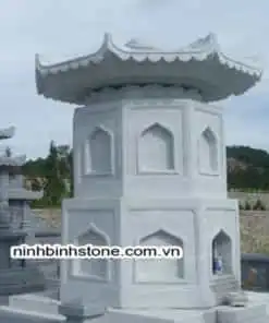 Mẫu mộ đá hình tháp bằng đá trắng NBS-MT206