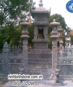 Mẫu mộ đá hình tháp bằng đá xanh NBS-MT209