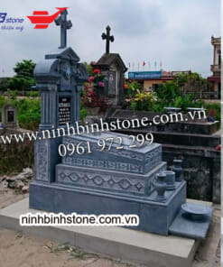 Mộ đá công giáo đá xanh đẹp NBS-MCG222