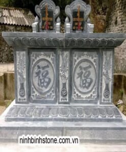 Mộ đá đôi đá xanh nguyên khối NBS-MĐĐ233