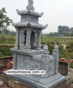 Mộ đá hai mái - Mộ đá chạm hoa đẹp NBS-MCM242