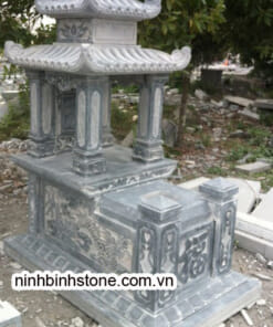 Mộ đá hai mái khắc hoa sen NBS-MCM243