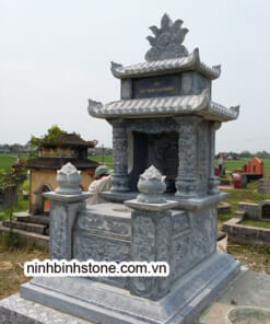 Mộ đá hai mái - Mộ đá khắc hoa NBS-MCM244
