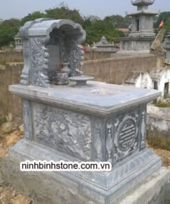 Mộ đá một mái khắc chữ thọ đẹp NBS-MCM228