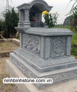 Mộ đá một mái khắc hoa đẹp NBS-MCM229