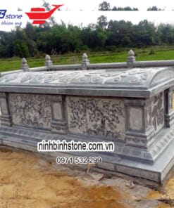 Mộ đá tam sơn khắc hoa đẹp NBS-MĐTS212