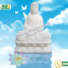 Tượng phật đá trắng nguyên khối ngồi thiền 06