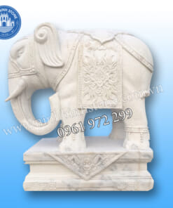 Voi đá trắng nguyên khối NBS-VĐ207 - Tượng voi đá phong thủy