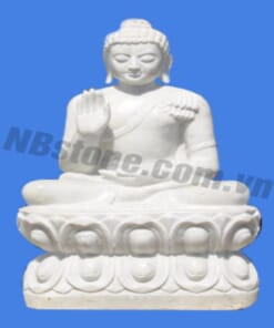 Tượng Phật Đá ngồi thiền trên đài hoa sen NBS-TPTC217