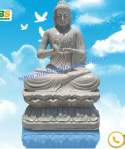 Tượng phật A di đà ngồi thiền trên hoa sen