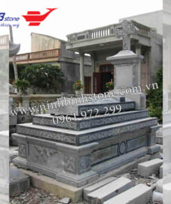 Mộ công giáo đá xanh đẹp NBS-MCG229