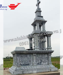 Mộ công giáo bằng đá xanh NBS-MCG234