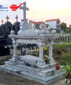 Mộ công giáo đẹp đá trắng NBS-MCG240