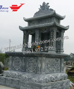 Mộ đôi 2 mái đao đá xanh đen NBS-MĐĐ252