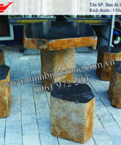 Bàn ghế đá Bazan nguyên khối 5 đôn NBS-BGD 232