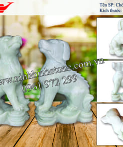 Tượng chó đá ngậm tiền - để bàn NBS-TCĐ 216