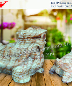Tượng long quy đá trắng vân gỗ NB-CGD227
