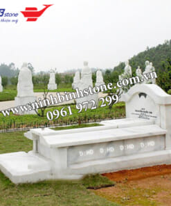 Mộ đá không mái màu trắng đẹp NBS-MĐKM230
