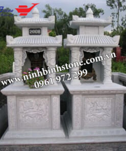 Mộ đôi đá trắng 2 mái đao NBS-MĐĐ257