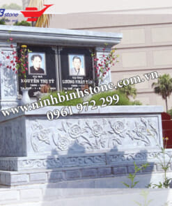 Mộ đôi mái đá xanh đen NBS-MĐĐ258