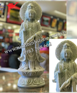 Tượng Phật Quan Âm bằng đá xanh nguyên khối NBS-TQA230