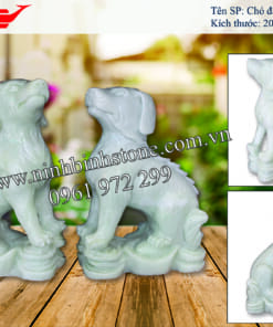 Tượng chó đá trắng - đá thường (để bàn) NBS-TCĐ 218