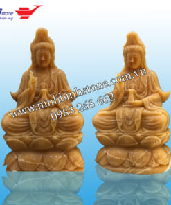 Tượng quan âm đá cẩm thạch vàng tự nhiên NBS-TQA229