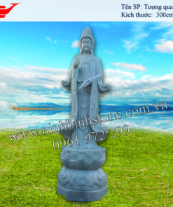 Tượng đá phật quan âm đứng tay cầm bình nước NBS-TQA223