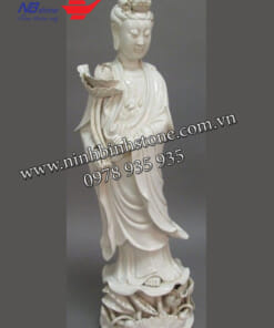 Tượng quan âm đá trắng đẹp phong thủy NBS-TQA235