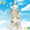 Tượng quan âm cưỡi mây rồng bằng đá trắng