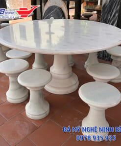 Bàn ghế đá granite trắng NBS-BGD 237