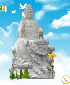 Tượng phật Adida trắng nguyên khối ngồi thiền
